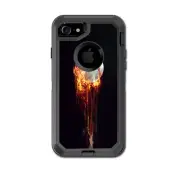 Skin Decal for Otterbox Defender iPhone 7 Case / Fireball Baseball Flames