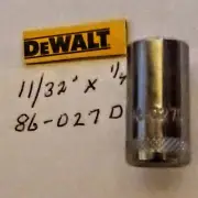 De Walt 11/32" x 1/4" Dr Shallow Polished Chrome Socket 86-027D 6Pt Free Ship