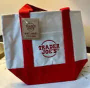 Trader Joe's Reusable Mini Canvas Tote Bag In Red 2024 NWT