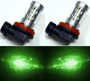 LED 50W H9 Green Two Bulbs Head Light High Beam Replacement Bike Show Color Lamp