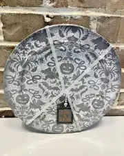 13th & Elm Halloween 4 Gray MELAMINE Dinner Plates SET Pumpkin Spider Ghost NEW