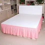 Elasticated Bed Skirt,Wrap Around Bed Skirts, Valance Sheet Double Polyester Bed Skirt Drop Pleated Ruffle Extra Bedding Base Valance Sheet for Home Bedroom Bar Livingroom(Rosa,100x200cm)