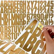500pcs Large Letter Stickers Gold Big Font Alphabet Numbers 2.5 inch Self-Adhesive Decal Sticker for Bulletin Board Poster Scrapbook Mailbox Cars Classroom Decor