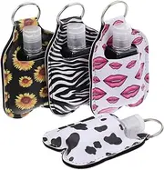 GOOHOCHY 4pcs Perfume Bottle Set Sanitiser Locket Keychain Reusable Liquid Soap Holder Ornament Container Portable Empty Keychain Bottle Leakproof Hand Keychains Filling Gel Travel Leather