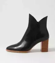 New Django & Juliette Astronomy Black Natural Heel Leather Ankle Boots Womens...