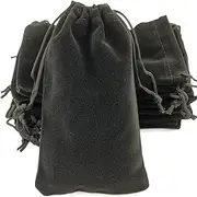 AEAOA Gift Bags, Pack of 25 Pieces 6" X 4" Velvet Drawstring Jewelry Pouches, for Candy, Pins, Jewelry, Treats, Birthday Party Favors (Black)