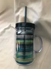 Infuser Tumbler Acrylic Mason Jar Style with Straw, Handle, Lid, Infuser Basket