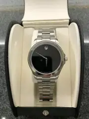Mens Movado Luxury Silver Watch Brand New In Case With Tag