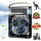 USB Portable Cooling Desk Fan Mini Mist Aircon Travel Small Quiet LED ICE Water