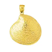 14K Gold Seashell Clam Shell Pendant