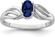[JewelryWeb] 925 Sterling Silver Polished Created Sapphire Ring Band Style-Ring for Women