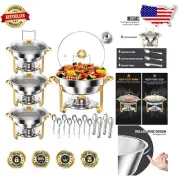 Stylish Chafing Dish Buffet Set - 5 Qt Capacity with Safety Technology, 4 Pack