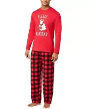 Family PJs Men's Matching Fleece Navidad Pajama Set Buffalo Plaid Large