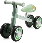 Kinderkraft Cutie Balance Bike, Learning Wheel, Children's Balance Bike, No Pedals, Wheels with LED Lights, Modern Design, Safe Construction, for Children from 1 Year, Green