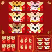 6pcs Red Envelopes Color Printing Red Packet 18x9cm Cute Tiger Chinese temMu