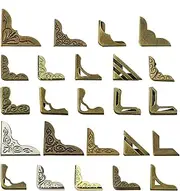 96 PCS Metal Book Corner Edge Cover Guard Vintage Iron Corner Cover Triangle Carved Decorative Angle Protector Metal Furniture Cover Pad for School Album Scrapbook Notebook