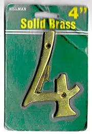 Hillman 4 inch Number 4 Brass House Mailbox with Screws 839738 FREE USA SHIPPING