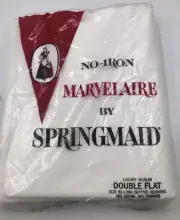 Vintage No-Iron Marvelaire by Springmaid Double Flat Sheet White Luxury Muslin