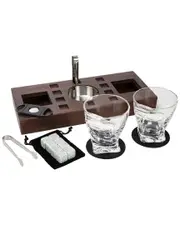 Alice Pazkus 14Pc Twist Cigar Glass Set On Wooden Stand
