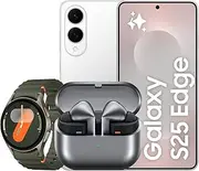 [Samsung] Galaxy S25 Edge 256GB Titanium Silver + Watch7 40mm Bluetooth Green + Buds3 Pro Silver