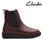 【CLARKS】女靴 ORIANNAW UP 現代剪裁厚實鞋底切爾西靴 厚底靴 短靴(CLF74822B)