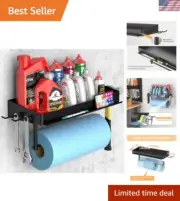 Garage Paper Towel Holder with Shelf, One Hand Tear, 12 inch Shop Paper Towel...