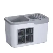 Kitchen Seasoning Storage Rack Plastic Seasoning Storage Rack Multifunctional Knife Rack Spice Organizer Storage Rack Grey and White 4 Cells