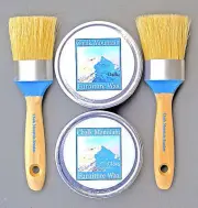 Chalk Paint Wax Kit/w 2 Med Wax Brushes & 2 8 oz Wax Jars (1) Clear & (1) Dark