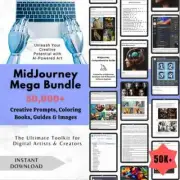 MidJourney Mega Bundle: 50,000+ Creative Prompts, Coloring Books, Guides & Image