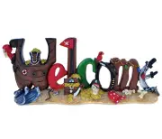 PuzzledPirate Ship Welcome Sign Handcrafted Table Top Resin Sign Decoration -