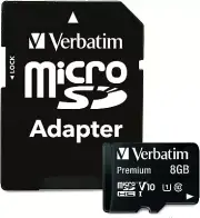 Verbatim 8GB Premium microSDHC Memory Card with Adapter, UHS-I Class 10