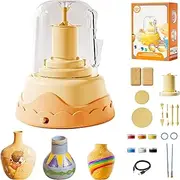 Wrap N Share Mini Pottery, Wrapnshare Pottery, Wrapnshare Pottery Wheel Kit, Wrap N Share Mini Pottery Studio Set, Mini Pottery Wheel Kit with 2 Packs Clay, Make It Real Mini Pottery Studio (Yellow)