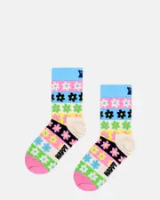 Kids Flower Stripe Sock Light Blue