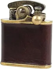 Colibri Oil Lighter, Leather Wrap, Brown, Made in Japan, Barrel Finish, Includes Logo Sticker, Brass