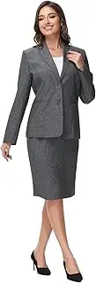 [Lamgool] Women's Business Skirt Suit Set 2 Piece Office Outfits Notched Lapel Blazer and Pencil Skirt
