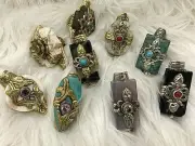 Unique Tibetan handmade Exotic Large Ring adjustable Brass - silver Pick Yours !