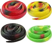 ZZF-LYA 4 Packs Realistic Rubber Snake to Keep Birds Away – 29 inch Plastic Forest Fake Snakes April Fools Day Party Halloween Decoration for Garden Props to Scare Birds, Squirrels, Mice, Pranks