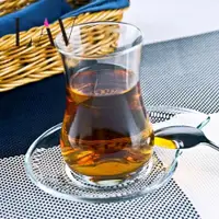 在飛比找ETMall東森購物網優惠-土耳其LAV紅茶杯配碟無鉛玻璃杯進口特濃咖啡杯熱飲杯茶具創意