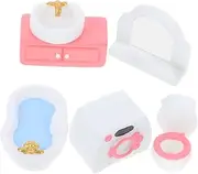 Miniature Bathroom Set for Dollhouses 6pc DIY Furniture Decor Micro Realistic Micro Decorations