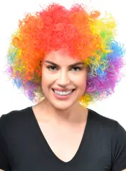 Jumbo Rainbow Adults Curly Afro Costume Wig