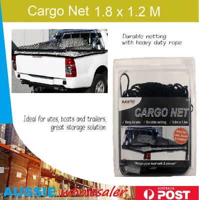 Au CARGO NET Ute Trailer Truck Mesh Rear Trunk Storage Bungee Cord 1.8m x 1.2m