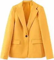 [Kromoc] Women's One Button Blazer Notch Lapel Suit Jacket for Formal Prom Dinner