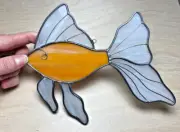 Goldfish Elegant Fins Handcrafted Stained Glass 6.5" - Unique Only One Available