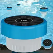 Solar-Powered Pool Chlorine Floater for Pool/Spa/Hot Tub, Hot Tub Bromine Floater with LED Temperature Display, 600mAh Battery, 72 Hour Runtime, Pool Hanging Strap