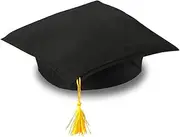 ArtCreativity Black Graduation Caps for Kids, Pack of 12, Child-Size Grad Hats for Preschool, Kindergarten Boys, Girls, Children, Comfortable Felt Graduation Caps with Yellow Tassels, Black, Small-Medium