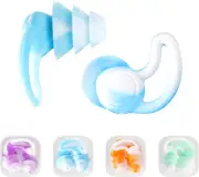 4 Pairs Ear Plugs for Noise Reduction, Silicone Swimming Earplugs Reusable Sleep
