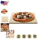 Rectangular Cordierite Pizza Stone with Plastic Scraper - Perfect for Grilling