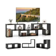 Giantex 3PCS TV Cabinet Entertainment Unit w/Open Shelf & DIY Design Home Office Storage Bookcase Shelf Black