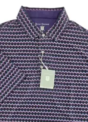 Hickey Freeman Golf Polo Shirt Men XL Purple Black Geometric Chevron Performance