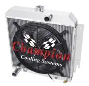 RN Champion 4 Row Radiator W/ 16" Fan for 1964 Plymouth Barracuda V8 Engine